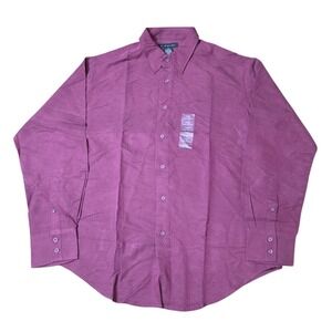 J Ferrar Men's Burgundy‎ Mini Diamond Pattern Long Sleeve Button Down Shirt L/G